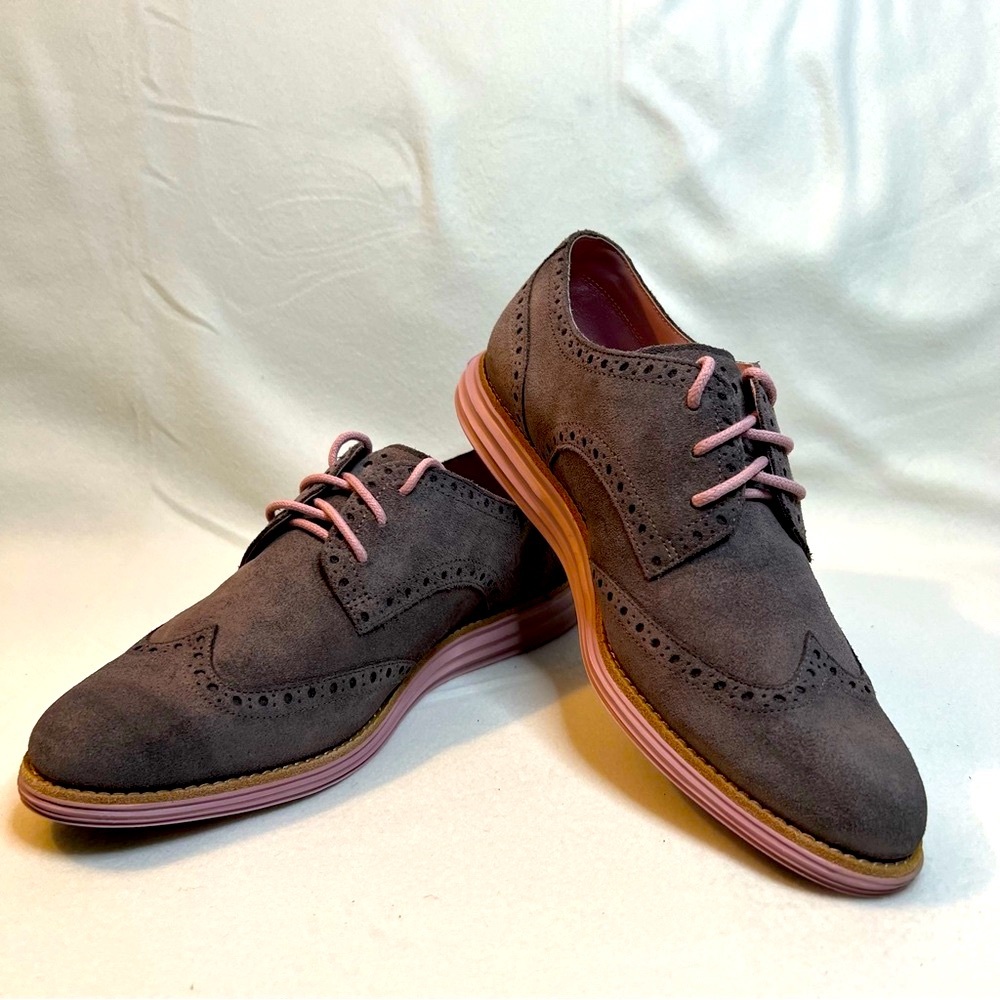 Cole Haan Lunargrand Gray and Pink Wingtip Oxford Shoes - Women’s - Picture 5 of 10